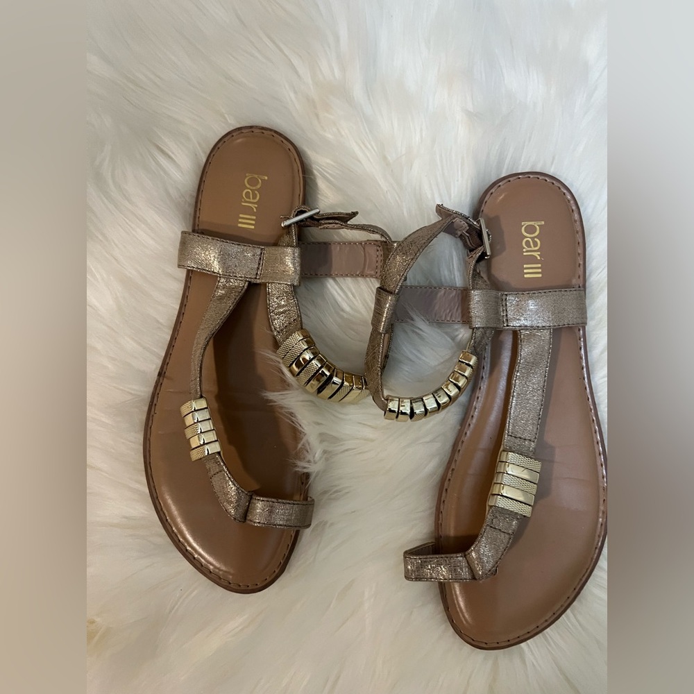 Bar III Metallic Gold Sandals Women’s size 8